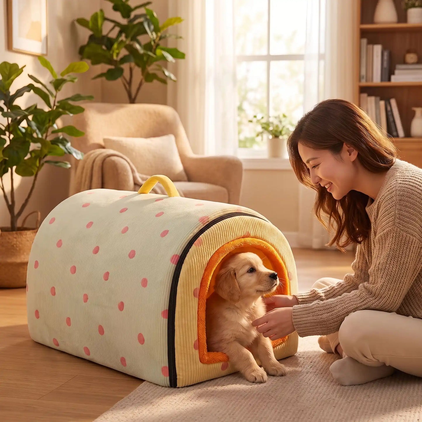 Niche pour Chien interieur | Tunnel Douillet Anti-Stress