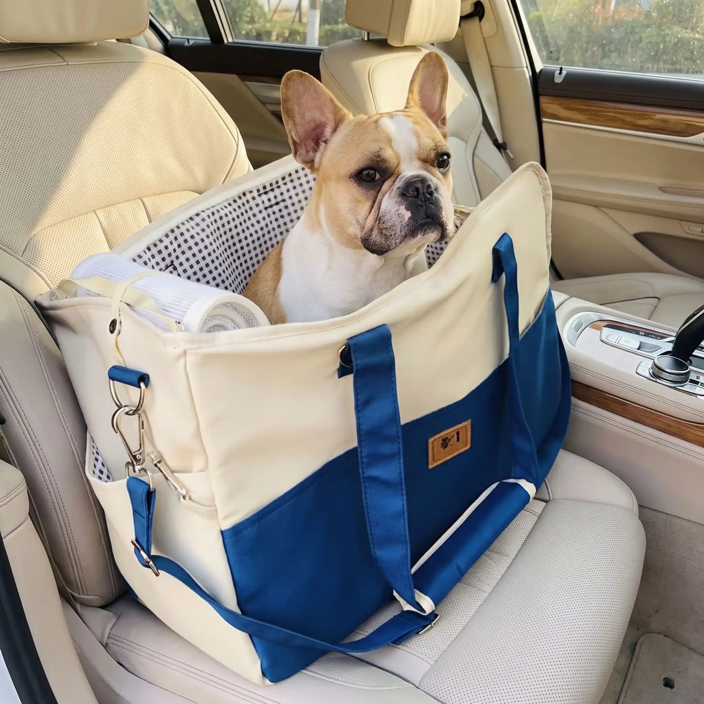 Sac transport chien polyester | Fixation voiture & bandoulière