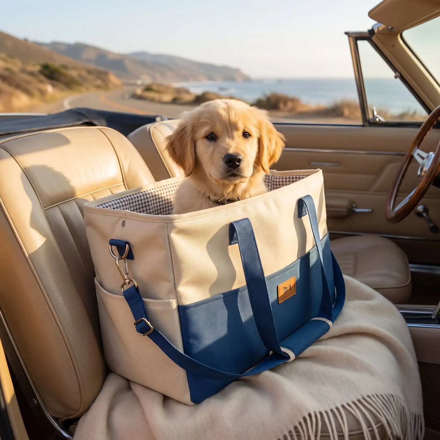 Sac transport chien polyester | Fixation voiture & bandoulière