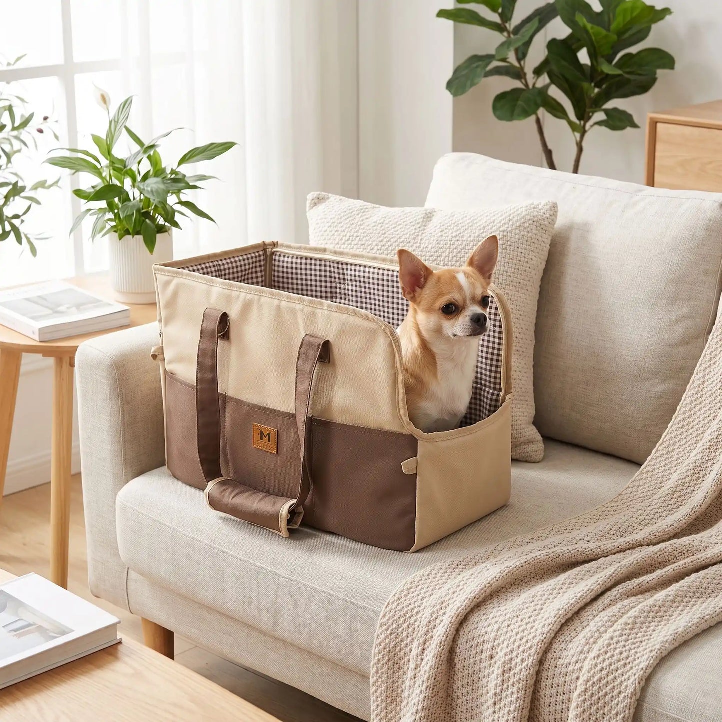 Sac transport chien polyester | Fixation voiture & bandoulière