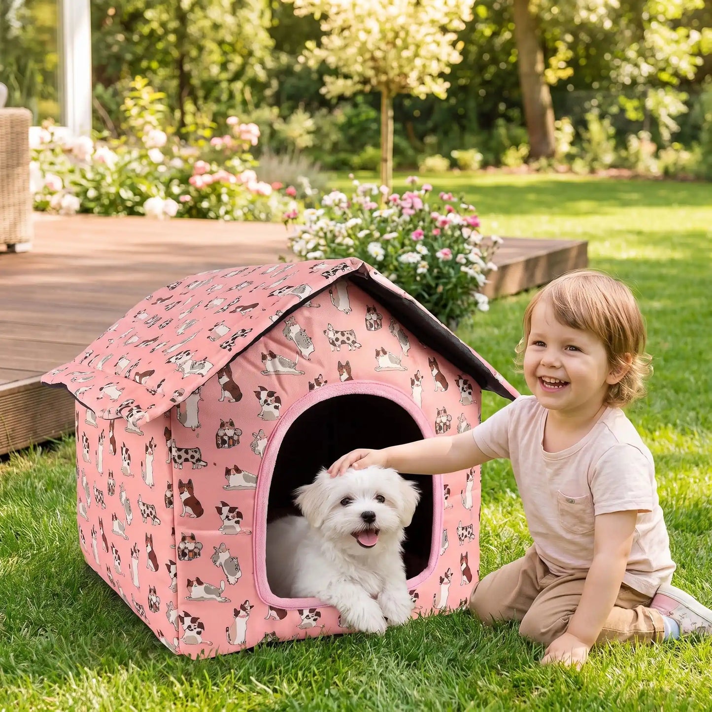 Niche pour Chien extérieur Pliable | Abri Textile Confortable et Design