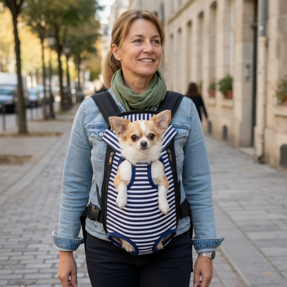 Sac de transport chien Rayures marines avec chihuahua