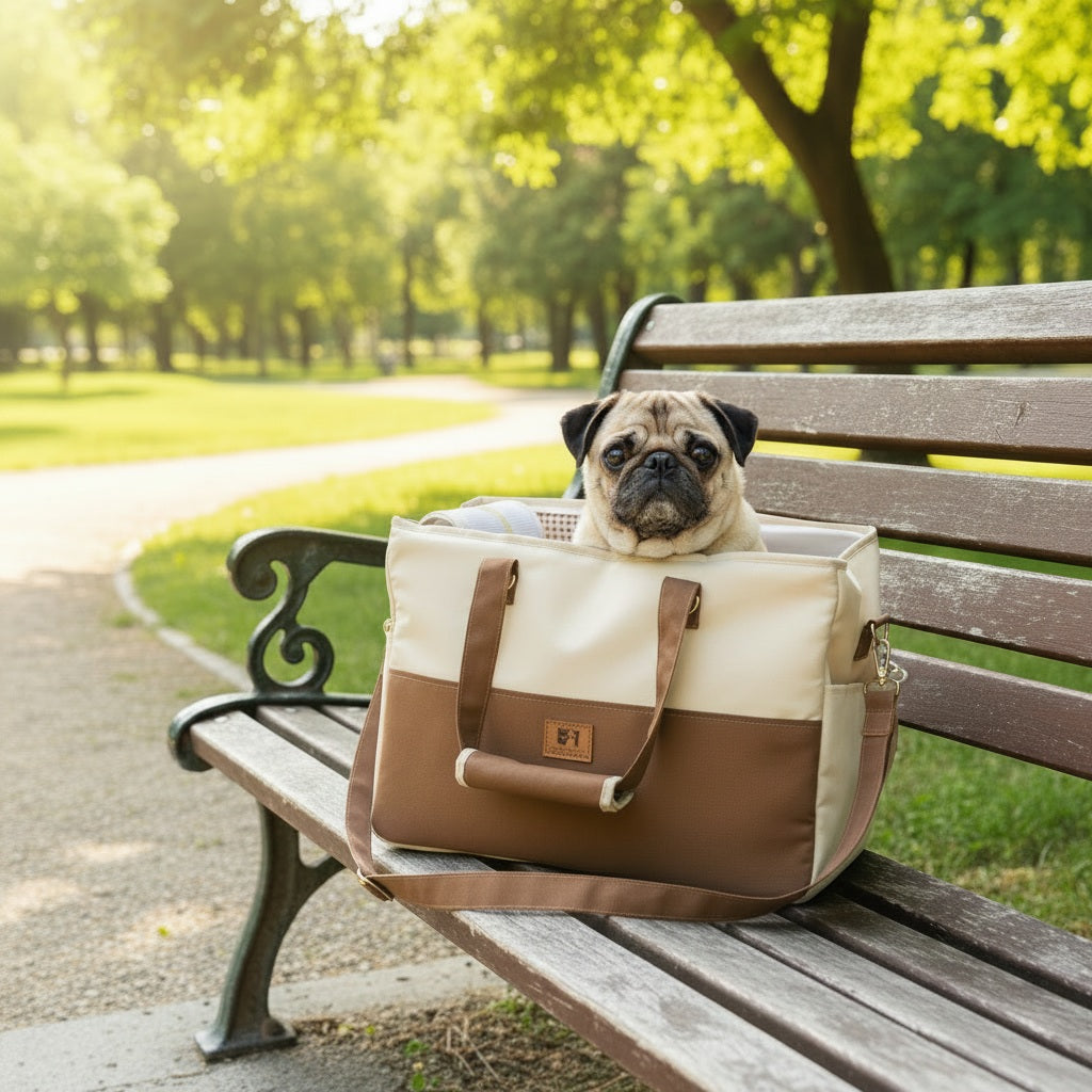 Sac transport chien polyester | Fixation voiture & bandoulière
