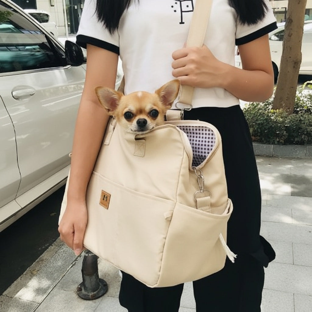 Sac transport chien polyester | Fixation voiture & bandoulière